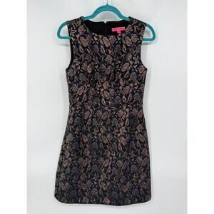 Vintage Betsey Johnson Foiled Brocade Sheath Dress‎ Size 4 Party Cocktail Floral